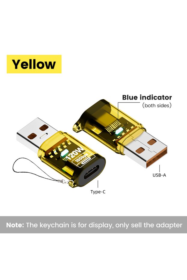 Yellow A to C Olaf 120W Type C To USB A OTG Adapter USB 3.2 to Type C Fast Charging Connector For iP