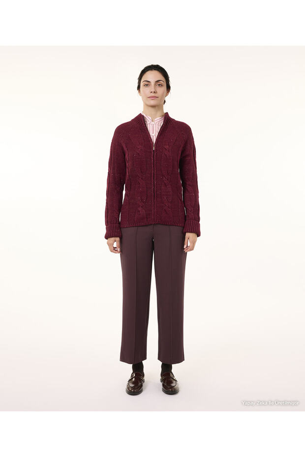 Regular Stand Collar Long Sleeve Cardigan