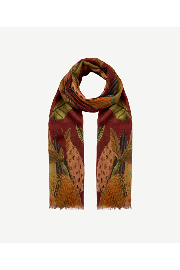 Large Floral Patterned Wool Shawl