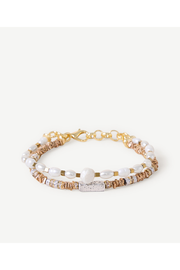 Pearl and Hematite Row Bracelet