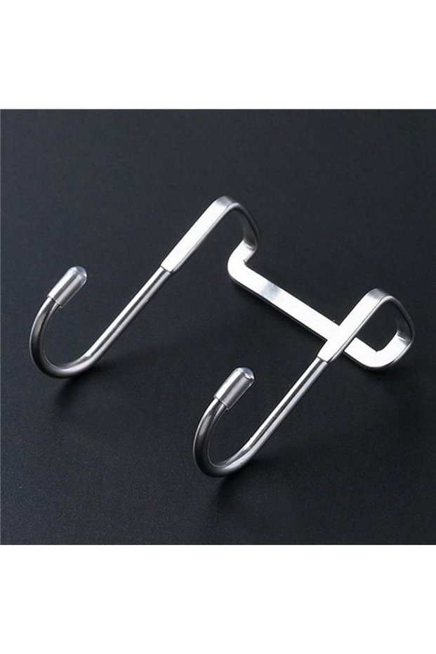 sliver-1pcs Kitchen Bathroom Cabinet Door Back Type Non-marking Door Back Hook Coat Hook S-type Hole
