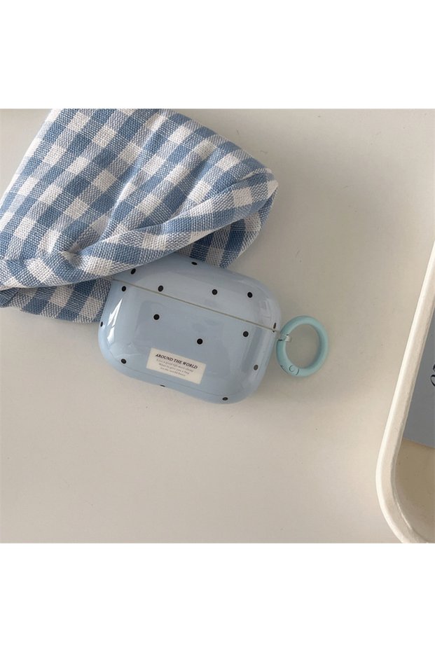 for AirPods Pro 2 Blue Simple Chic Pink Green Polka Dots Solid Color Protective Earphone Case Cover