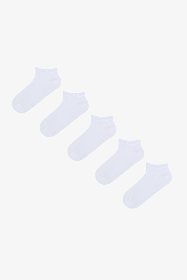 White Essential Cotton 5 Pairs of Booties Socks