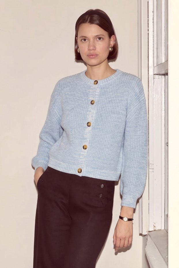 3X2 Crew Neck Cotton Cardigan