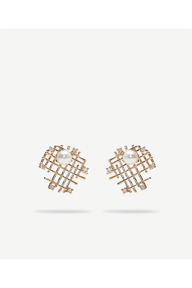 Pearl Detailed Plate Earrings