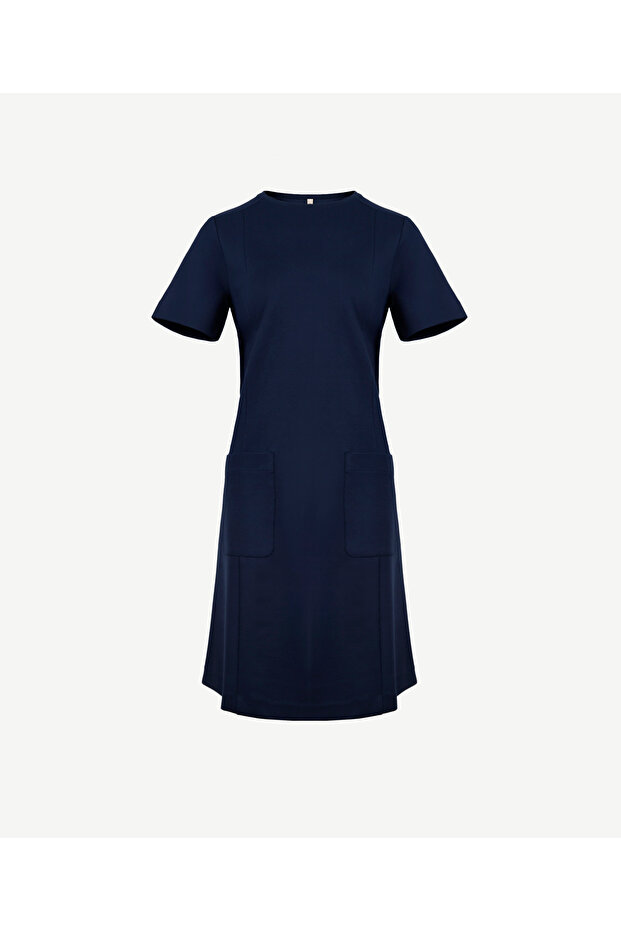 Short Sleeve Crew Neck Short Dress with Pockets