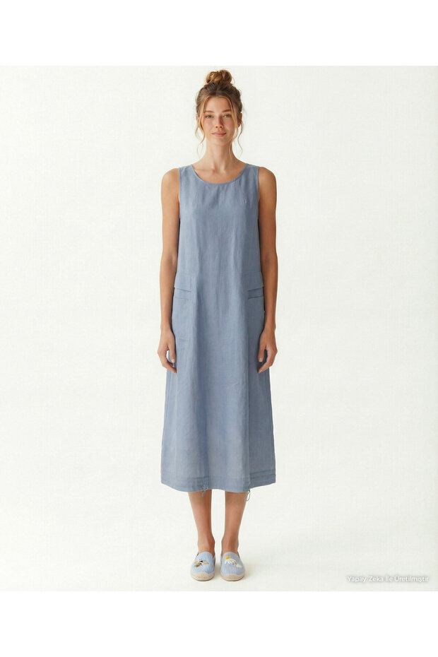 Relaxed Fit Crew Neck Sleeveless Dress