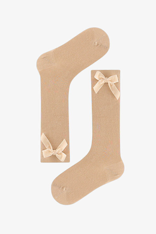 Girl's Brown Ribbon Trouser Socks