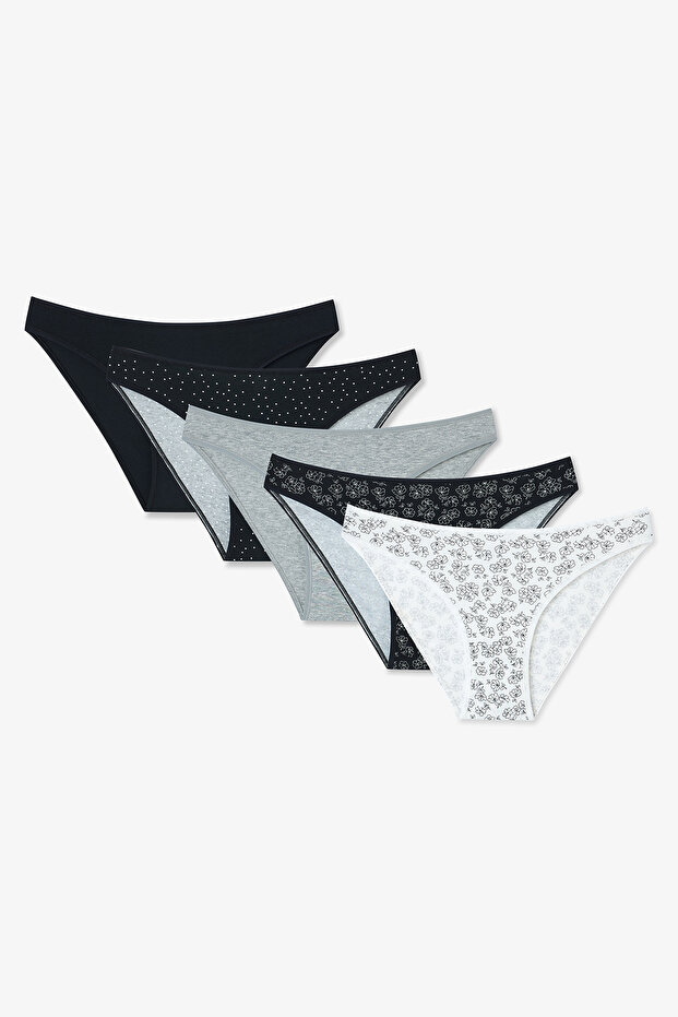 Black Passion Floral 5-Piece Slip Panties