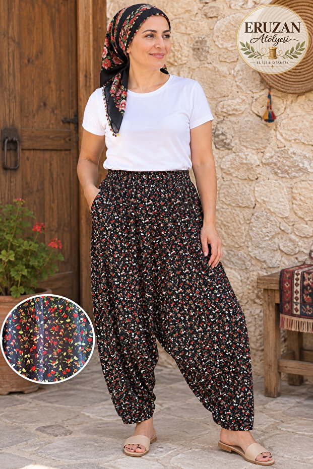 Women's Plus Size Elastic Pocketed Local Style Shalwar Basma