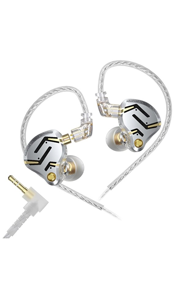Silver no mic 3.5mm KZ ZS12 PRO 2 1DD+5BA Flagship-Grade Super Linear Hybrid Wired Headphones 3.5mm