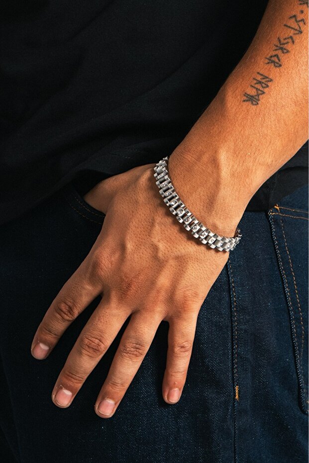 316L Steel Stone Cord Men's Bracelet