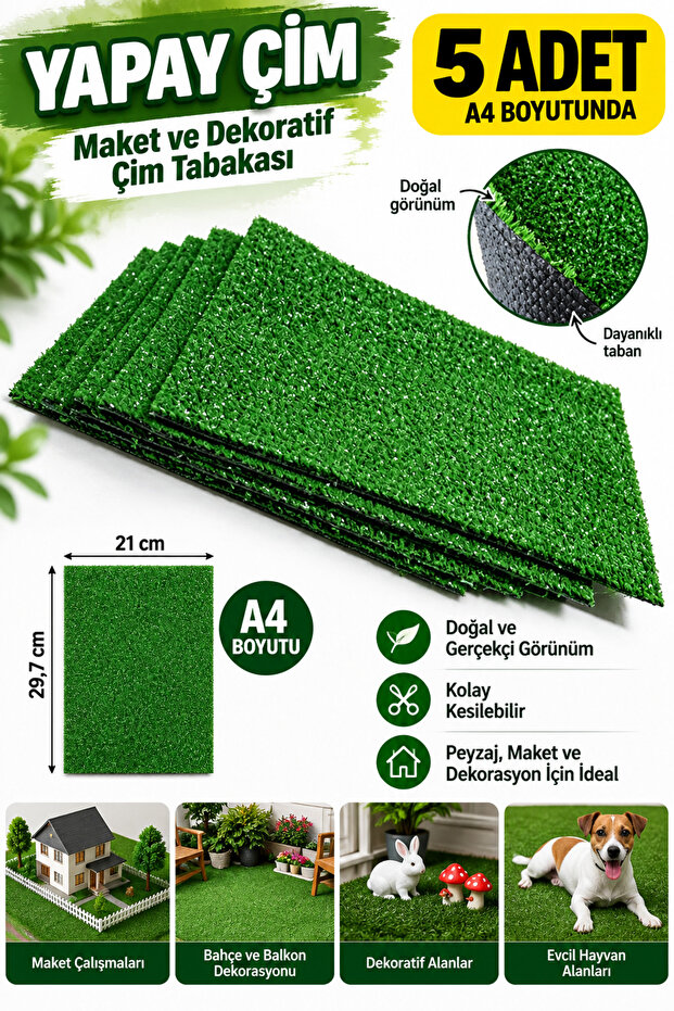 5 Pieces, Artificial Grass, A4 Size, Model, Decorative, Grass Layer, Artificial Grass Carpet