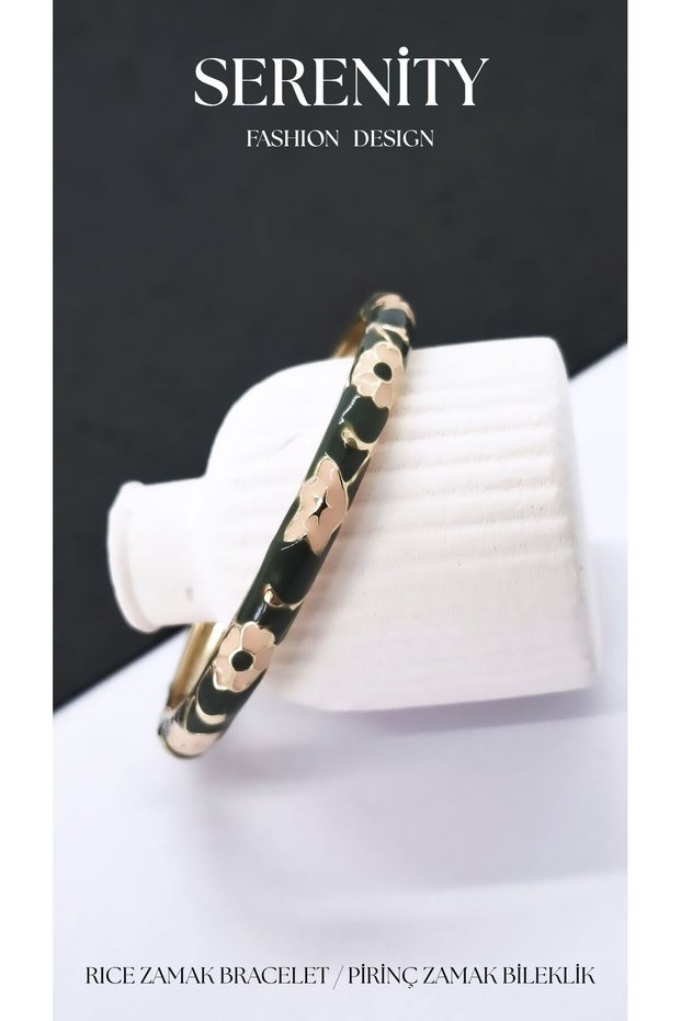 Flower Decor Colorful Satin Enameled Brass Plated Zamak Bracelet