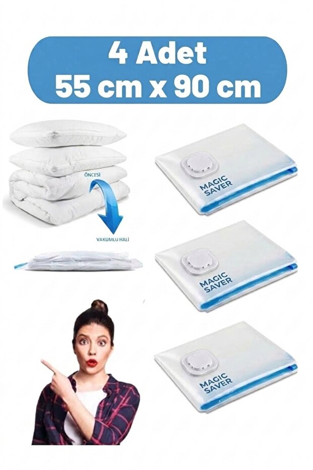 4Pcs (55*90)Cm Vacuum Bag Quilt Bag Suitcase Organizer Wardrobe Organizer Vacuum Bag