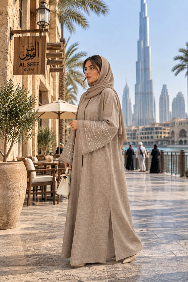 Pearl Linen Abaya – Lightweight, Elegant & Modest Women’s Dress for Ramadan & Eid