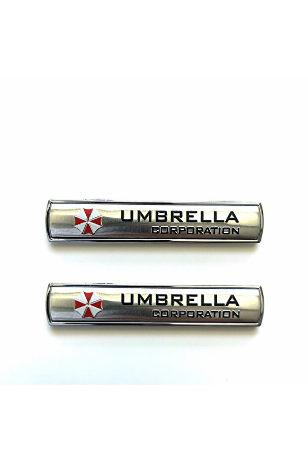 silver 2pc Resident Evil Umbrella metal car logo suitable for body trunk tail side sticker decorativ