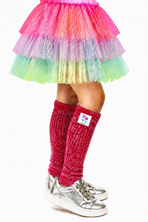 Glittery Crystal Red Children's Leggings Foot Warmer Cotton Leg Warmer