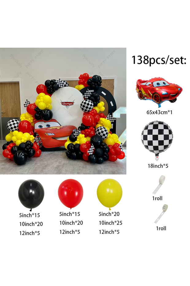 as the picture as the picture 138Pcs Cartoon Car Balloons Arch Garland Kit Foil Ballon Birthday Them