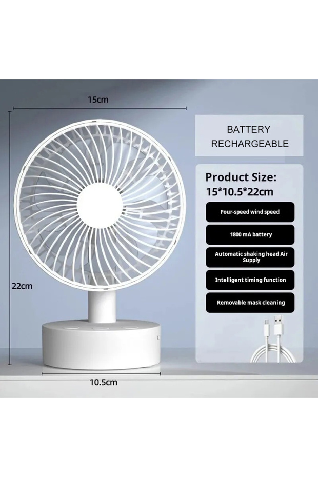 XIAOMI WHITE Youpin Fan Small White Desktop Timer Mute With Four-speed Adjustable Portable Fan Recha