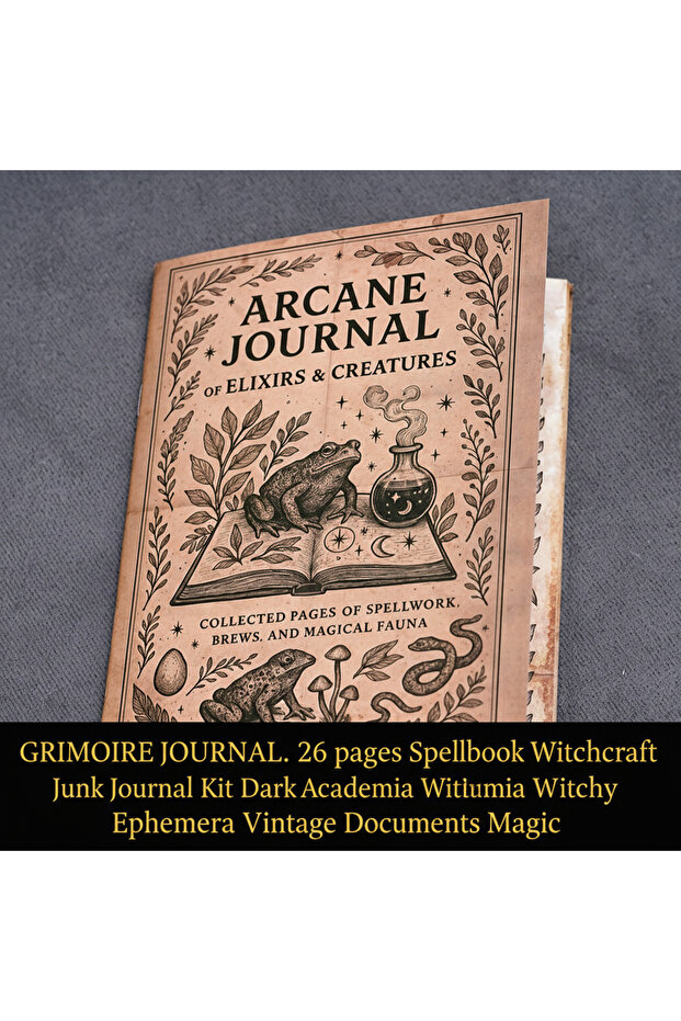 Brown 77 Pages Witchcraft Grimoire Pages Book of Shadows Kit with Moon Phases Herbal Lore Spells Got
