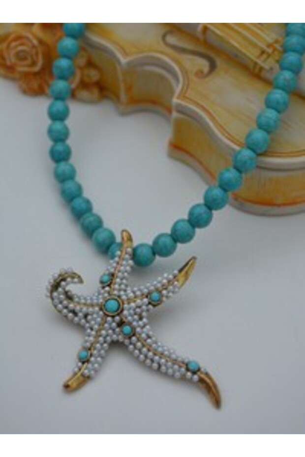 Cord Design Necklace - Turquoise -