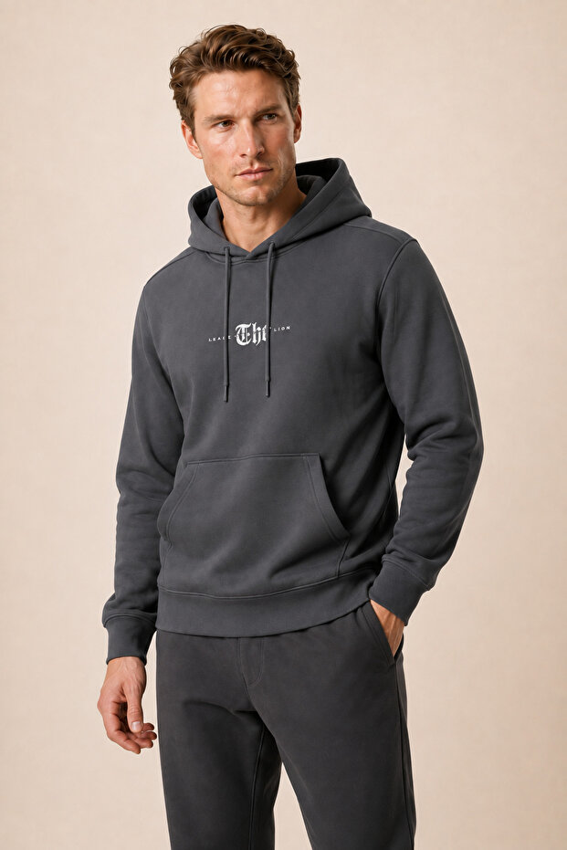 Thenk New Season Men's Regular Fit Hooded Sweatshirt Anthracite