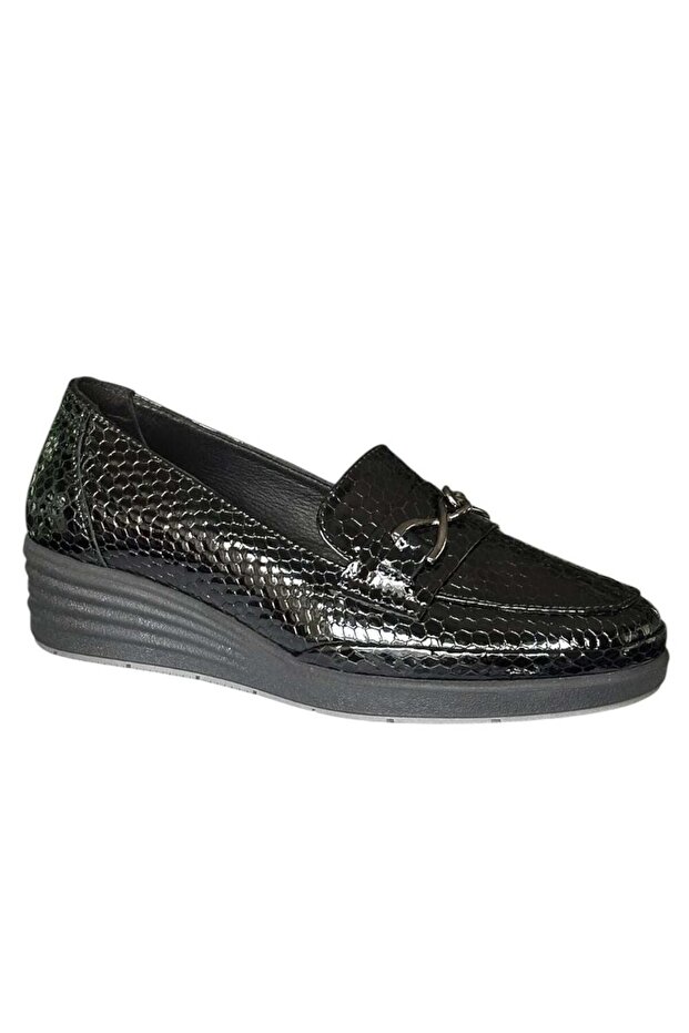 D26Ka-7050-B Black Women's Comfort Leather Shoes