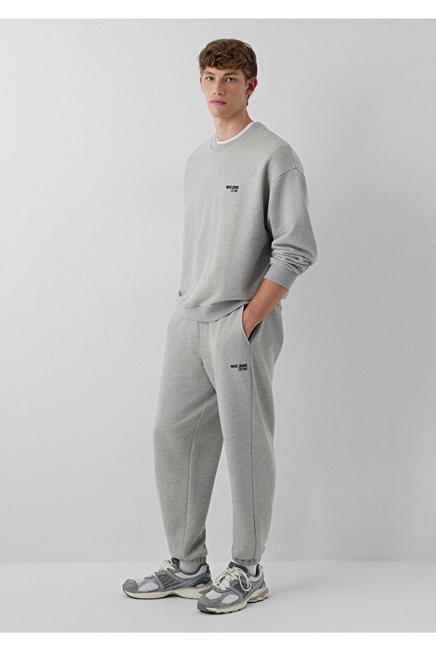 Jeans Printed Regular Waist Loose Fit Men's Sweatpants.