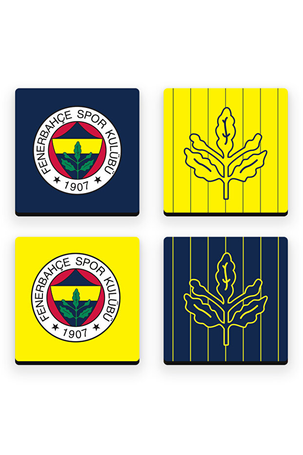 Yellow Navy Blue Palamut Wooden Coasters (Set of 4) - Licensed Original