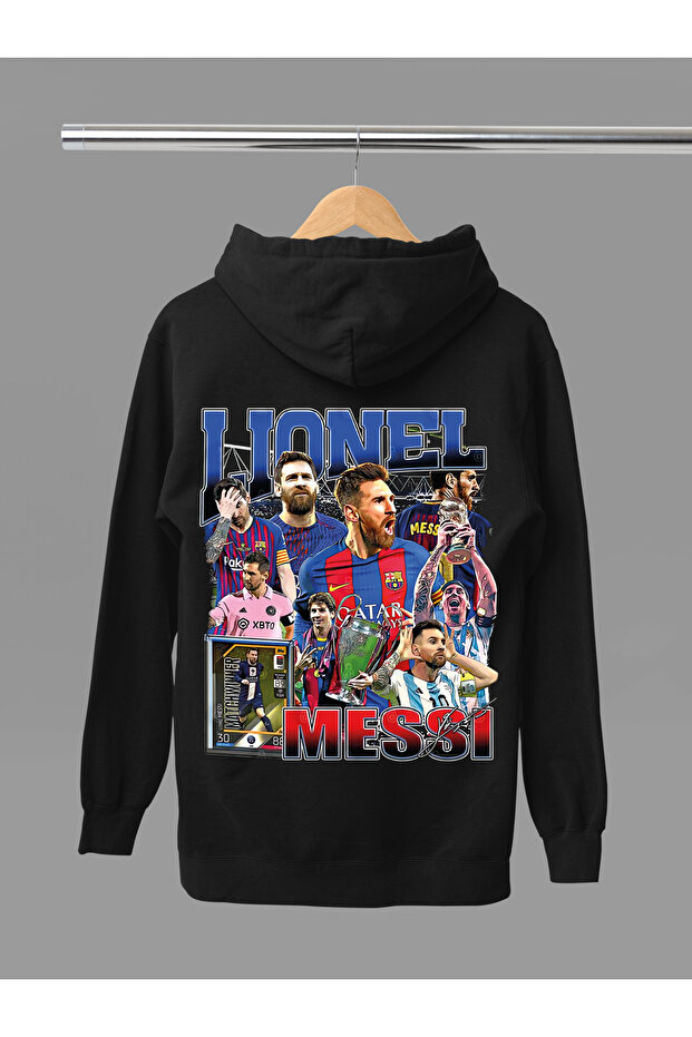 Lionel Messi Printed Cotton Long Sleeved 3-Yarn Hooded Sweatshirt