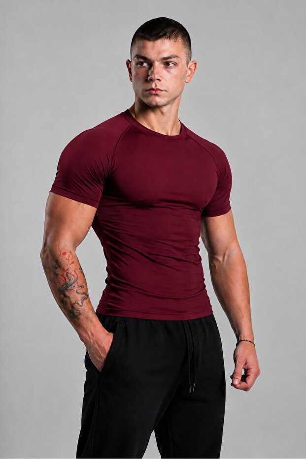 Basic Men's Compression T-Shirt – Slim Fit Sports Body Shirt