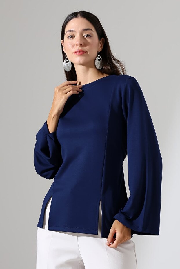Women's Modal Slit Detailed Spanish Sleeve Blouse