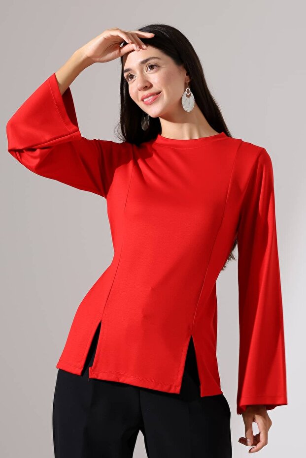 Women's Modal Slit Detailed Spanish Sleeve Blouse