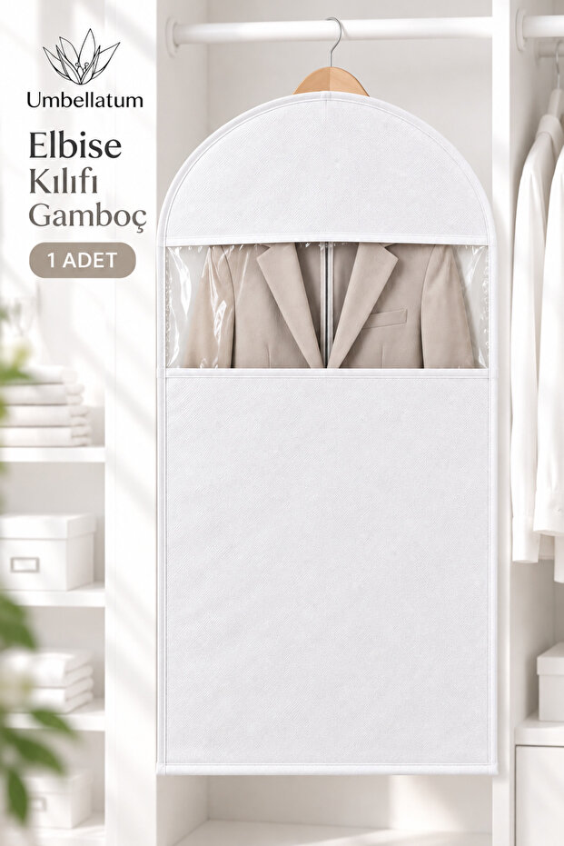 Suit Cover Gamboç White 1 Piece 60X100 cm Pvc Windowed Jacket Storage Closet Organizer Organizer Storage Bag