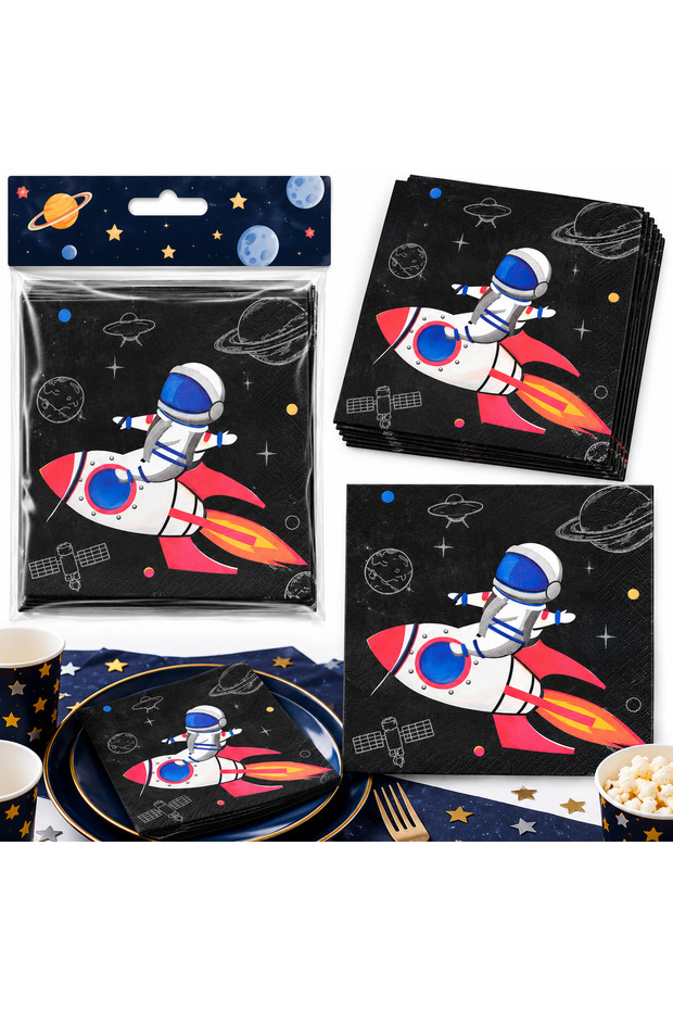 Space Astronaut Galaxy Themed 16-Piece Napkin Set