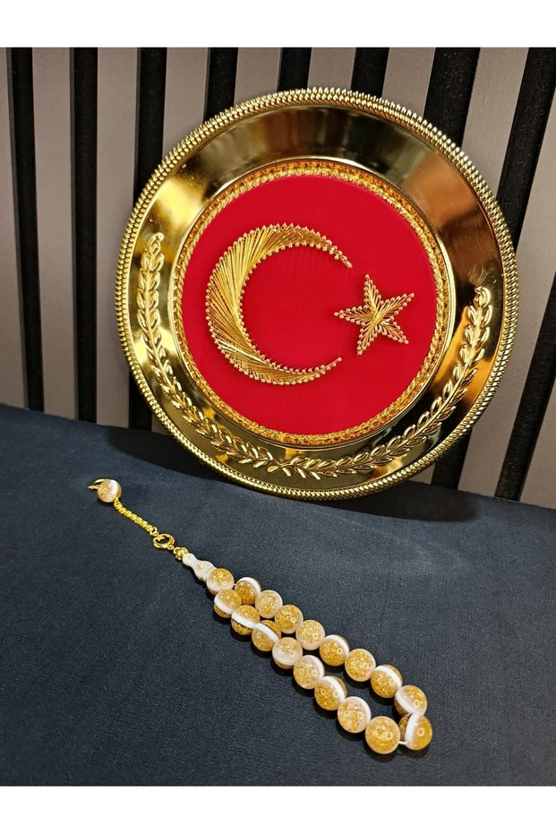 Gold Leafed Tesbi̇rh Maskot Efe Wrist Length 14mm