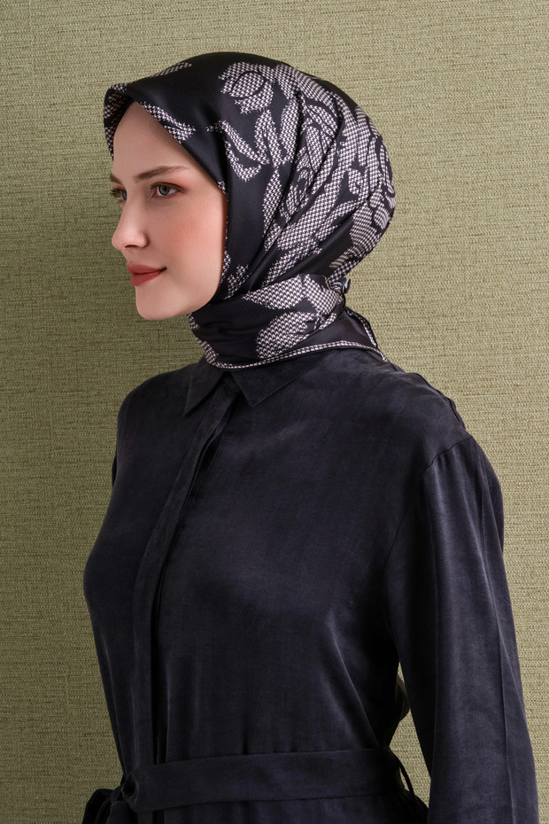 Floral Patterned Sura Silk Scarf 9645Ds