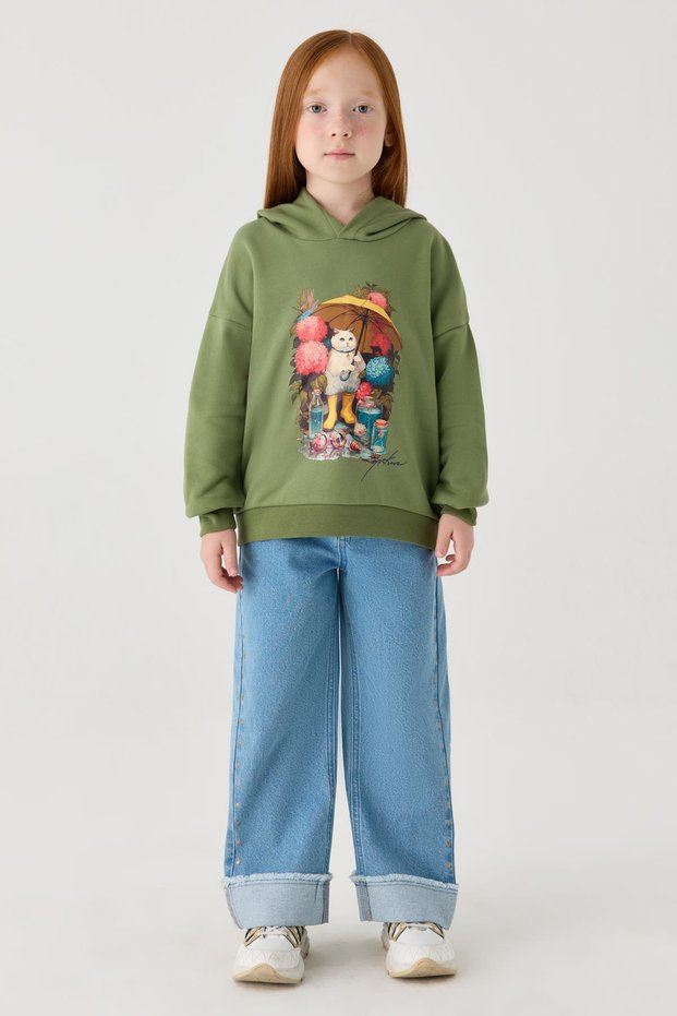 Kız Çocuk Yeşil Sweatshirt