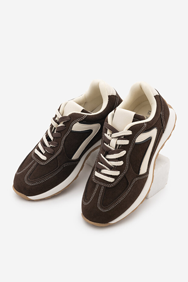 Women's Multi-Piece Lace-Up Sneaker Rovel Brown Suede