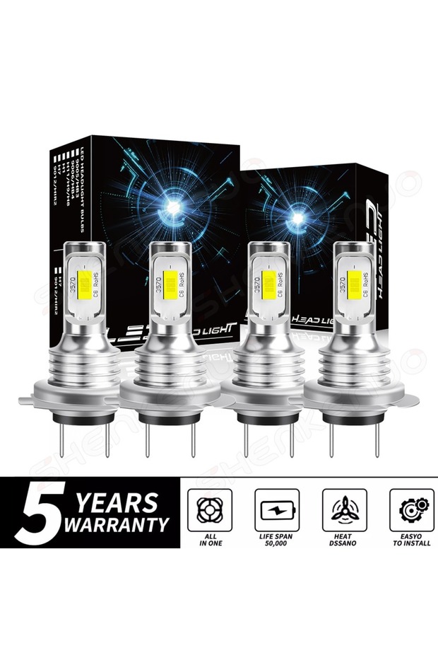 4PCS H7 6000K Cold White 4PCS H7 LED Headlight KIT Combo Bulbs High Low Beam Super Bright White 6000