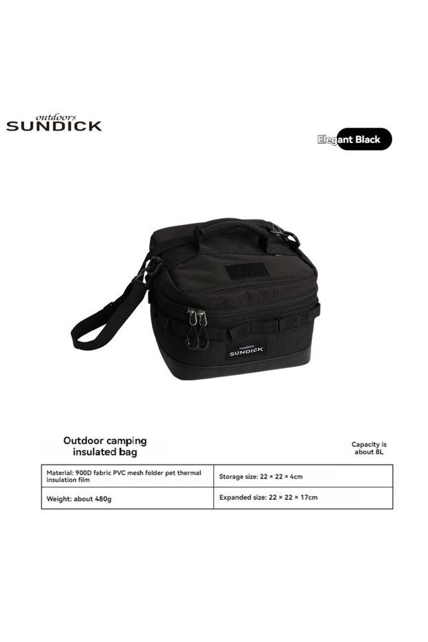 black Large Picnic Ice Bag 900D Cloth Camping Travel Organizer Waterproof Thermal Lunch Box for Camp