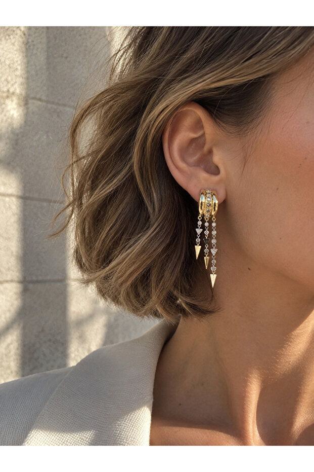 Triangle Dangle Double Color Earrings