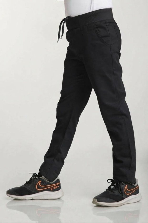 Children's Lycra Combed Cotton School Pants - Casual and School Pants with Flexible Elastic Waistband