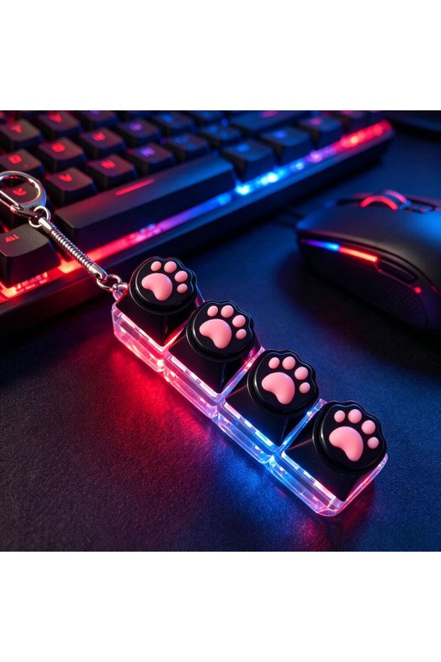 E NEW LED Keyboard Keychain Fidget Toys Crystal Clicker Sensory Toy for Stress Relief Keyboard Keych