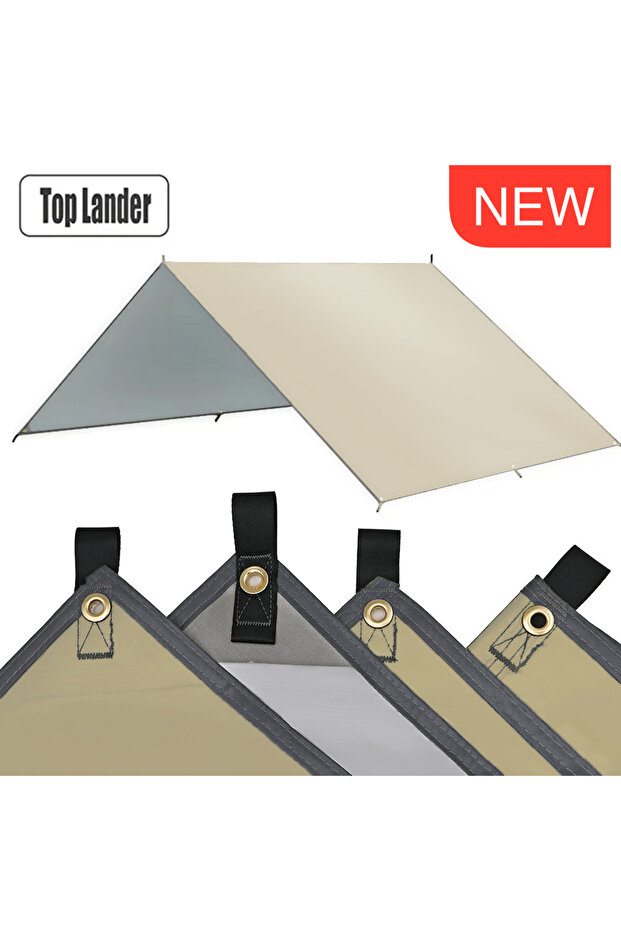 4*4M NEW-Light Khaki 4x4m 5x3m 4x3m 3x3m Ultralight Waterproof Tarp Tent Large Camping Awning Sun Sh