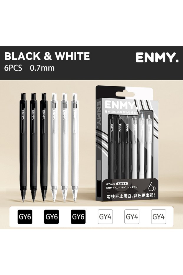 black white ENMY 48 Acrylic Gel Pen Rainbow Gradient Colors Fine Tip 0.7mm Art Drawing Pen Writing P