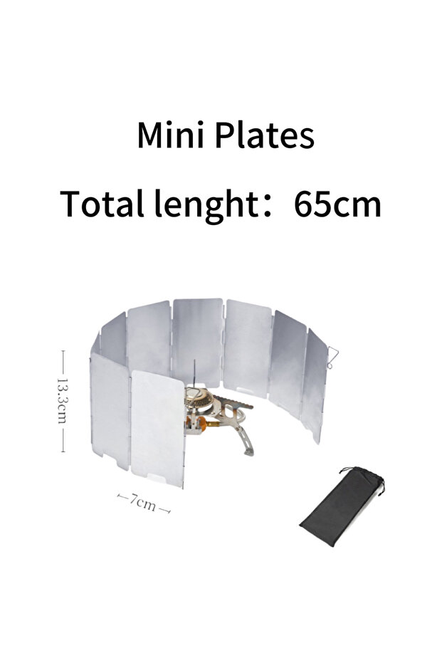 Mini Plates 8/10/12/14/16Plates Stove Windscreen Aluminum Alloy Stove Wind shield with Drawstring Ba