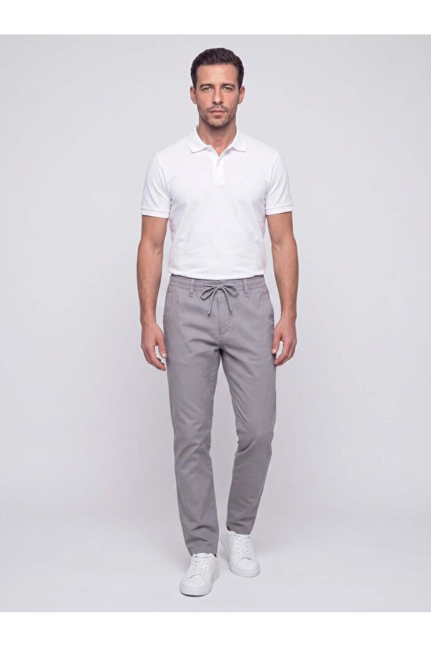 Gray Waist-Tied Dynamic Fit Men's Jogger Pants