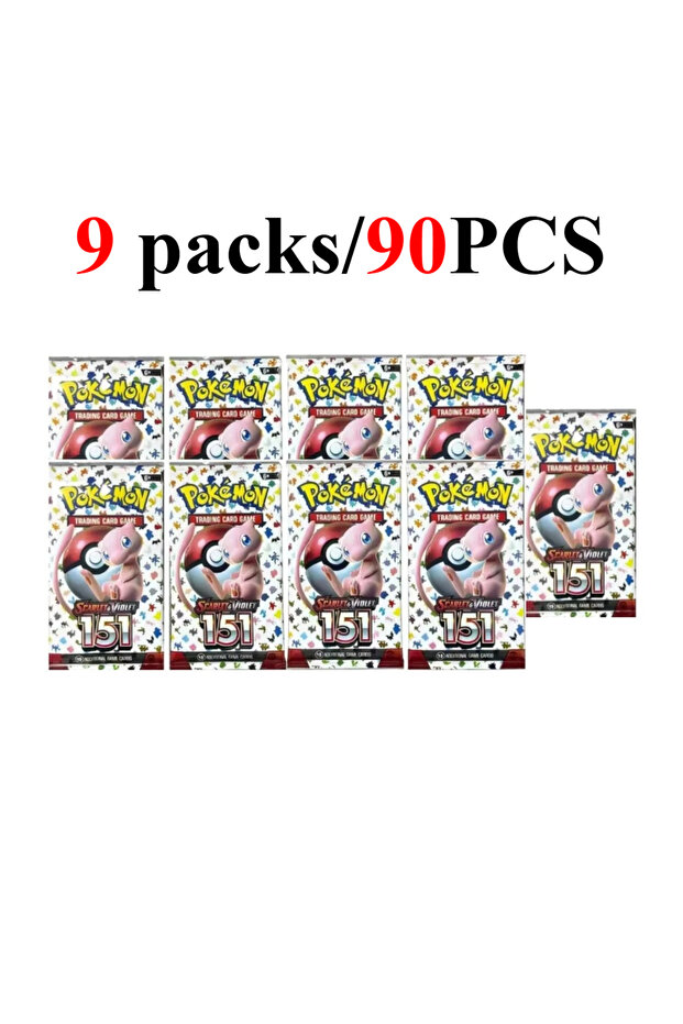 151 9 packs 90/360PCS Pokémon Card Packs 151, ASCENDED HEROES 。Evolutions,PALDEAN FATES,Engli